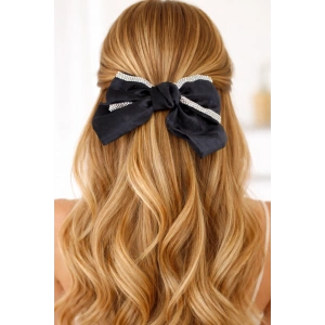 Siyah Renk Taşlı Kurdele Otomat Toka