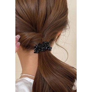 Siyah Renk Taşlı Lastik Toka