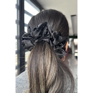 Siyah Renk Taşlı Saten Simit Toka