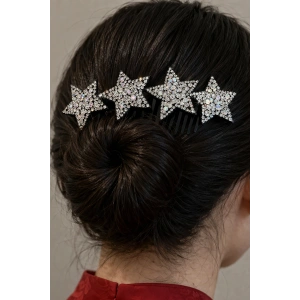 Siyah Renk Taşlı Tarak Yıldız Detaylı Toka