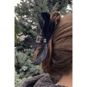 Siyah Renk Tüy Figürlü Mandal Toka