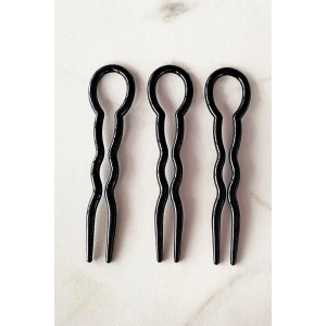 Siyah Renk Üçlü Topuz Tokası