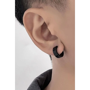 Siyah Renk Unisex Çelik Halka Küpe (Çift)