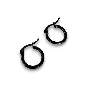 Siyah Renk Unisex Çelik Halka Küpe (Çift)