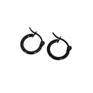 Siyah Renk Unisex Çelik Halka Küpe (Çift)