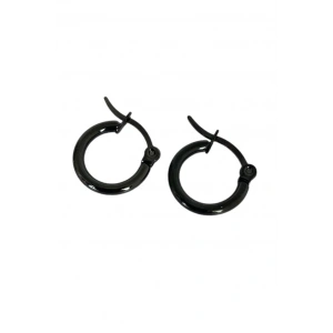 Siyah Renk Unisex Çelik Halka Küpe (Çift)