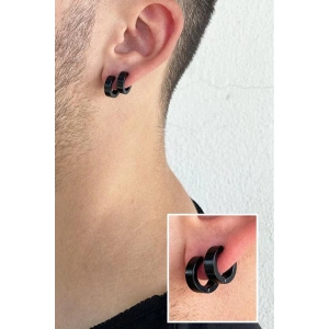 Siyah Renk Unisex Halka Küpe (Çift)