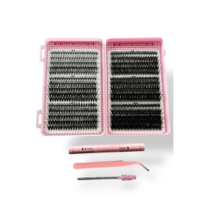 Siyah Renk Yapıştırıcılı / Tutma Aparatlı Doğal Görünümlü İpek Kirpik Set