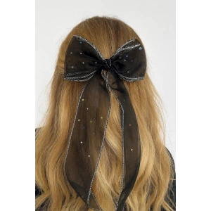 Siyah Renk Yıldız Detaylı Kurdele Otomat Toka