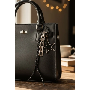 Siyah Renk Yıldız Figürlü Çanta Charm/ Anahtarlık