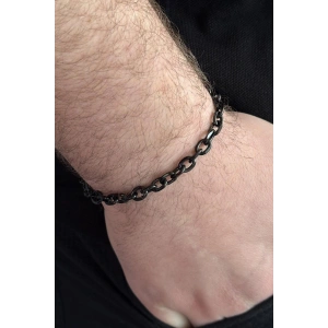 Siyah Renk Zincir Detaylı Çelik Erkek Bileklik