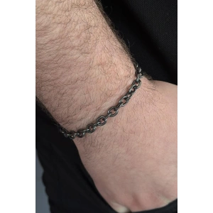Siyah Renk Zincir Detaylı Erkek Çelik Bileklik