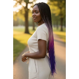 Siyah Üç Renk Ombreli Afrika Zenci Örgüsü Box Braid Sentetik Saç 60cm 100gr