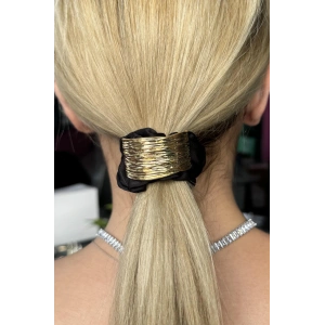 Siyah Ve Altın Renk Metal Detaylı Simit Toka