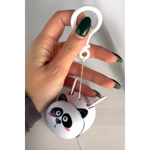 Siyah Ve Beyaz Kanatları Oynayan Panda Figürlü Anahtarlık