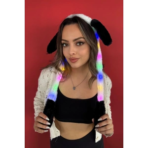 Siyah Ve Beyaz Renk Kulakları Oynayan Işıklı Peluş Taç