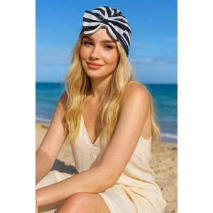 Siyah Ve Beyaz Renk Kurdele Detaylı Saç Bandı/Saç Bonesi