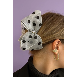 Siyah Ve Beyaz Renk Kurdele Figürlü Mandal Toka