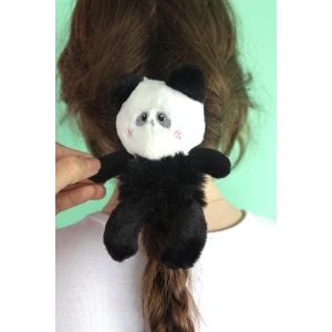 Siyah Ve Beyaz Renk Panda Figürlü Peluş Simit Toka