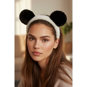 Siyah Ve Beyaz Renk Panda Figürlü Peluş Taç