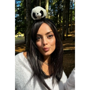 Siyah Ve Beyaz Renk Panda Figürlü Peluş Taç