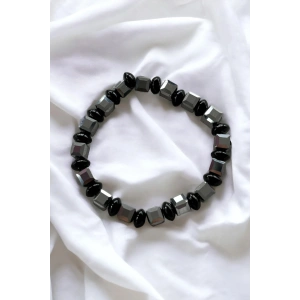 Siyah Ve Gri Renk Boncuklu Erkek Bileklik