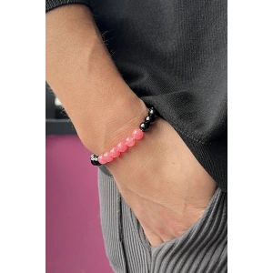 Siyah Ve Pembe Renk Boncuk Detaylı Erkek Bileklik