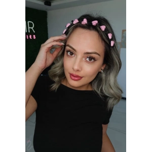 Siyah Ve Pembe Renk Kalp Figürlü Saç Bükücü Taç