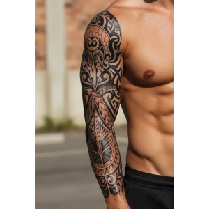 Tribal Figürlü 12 Saat Sonra Kararan Geçici Kol Dövme Tattoo
