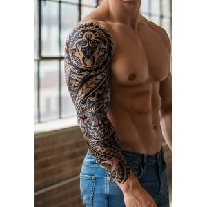 Tribal Figürlü 12 Saat Sonra Kararan Geçici Kol Dövme Tattoo