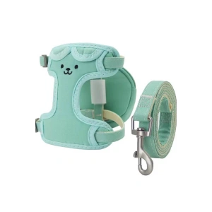 Turkuaz Renk Ayıcık Çanta Detaylı Figürlü Bel Göğüs Ayarlanabilir Kedi/Köpek Tasma