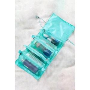 Turkuaz Renk Kozmetik Kişisel Bakım Rulo Haline Gelen Çanta
