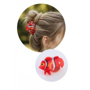 Turuncu Renk Balık Figürlü Kemik Mandal Toka