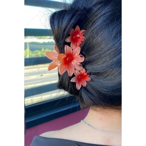 Turuncu Renk Çiçek Figürlü Mandal Toka