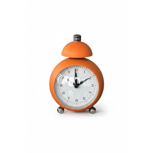 Turuncu Renk Mini Dekoratif Alarmlı Yuvarlak Masa Saati