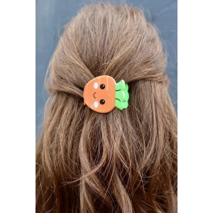 Turuncu Ve Yeşil Renk Havuç Figürlü Kemik Mandal Toka