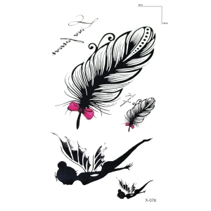 Tüy Ve Kız Mini Geçici Dövme Tattoo