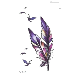 Uçan Kuş ve Tüy Geçici Dövme Tattoo