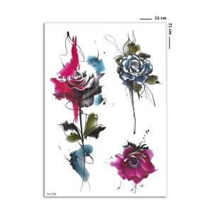 Üçlü Gül Geçici Dövme Tattoo