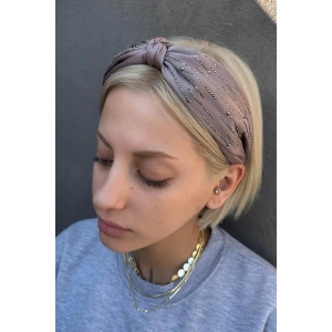 Vizon Renk Düğüm Detaylı Taşlı Taç