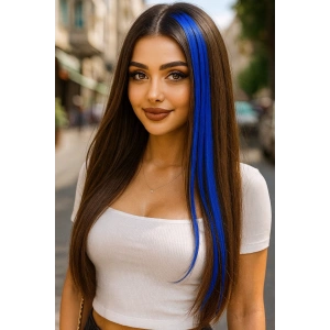 Yan Çıt Çıt Postiş / Lacivert Renk / 50 Cm