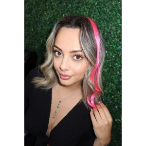 Yan Çıt Çıt Postiş / Neon Pembe Dalgalı / 45 Cm