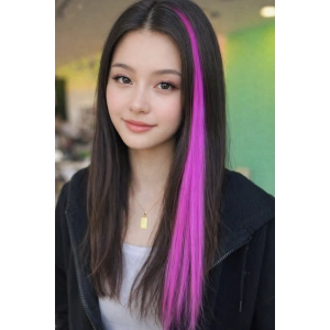 Yan Çıt Çıt Postiş / Pembe Renk / 50 Cm