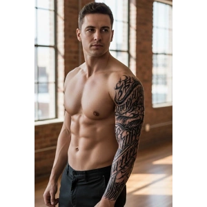 Yazı Detaylı Figürlü 12 Saat Sonra Kararan Geçici Kol Dövme Tattoo
