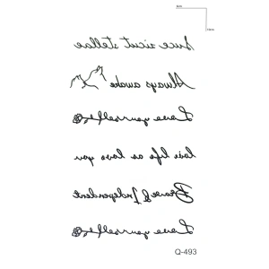 Yazılı Minimal Geçici Dövme Tattoo