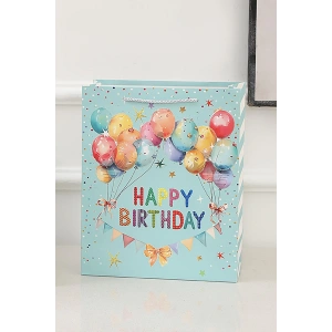 Yeşil Renk Balon Figürlü Karton Çanta