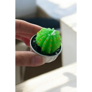 Yeşil Renk Kaktüs Figürlü Mum