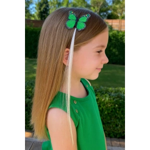 Yeşil Renk Kelebek Figürlü Işıklı Yan Toka
