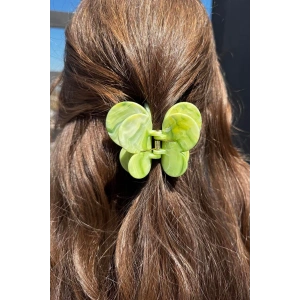 Yeşil Renk Kelebek Figürlü Mermer Desenli Kemik Mandal Toka