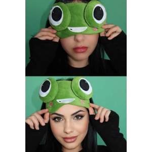 Yeşil Renk Kurbağa Figürlü Uyku Bandı